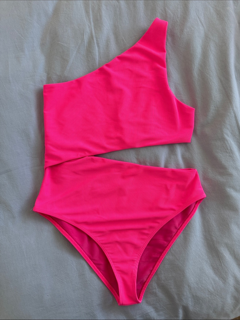 Beach Riot Celine One-Shoulder Cutout One-Piece Swimsuit - Hot Pink